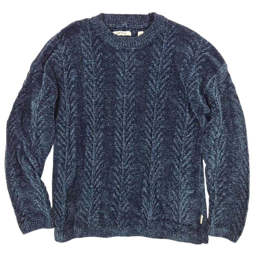 Orvis | Dark Blue Patterned Chenille Sweater  | Size Medium